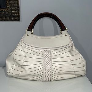 Cole Haan leather wooden handle shoulder handbag